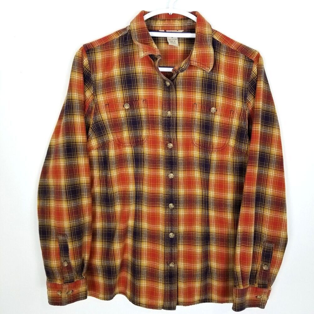Duluth Trading ‎ Women's Plaid Free Swingin'  Flannel Shirt Size M Long Sleeve